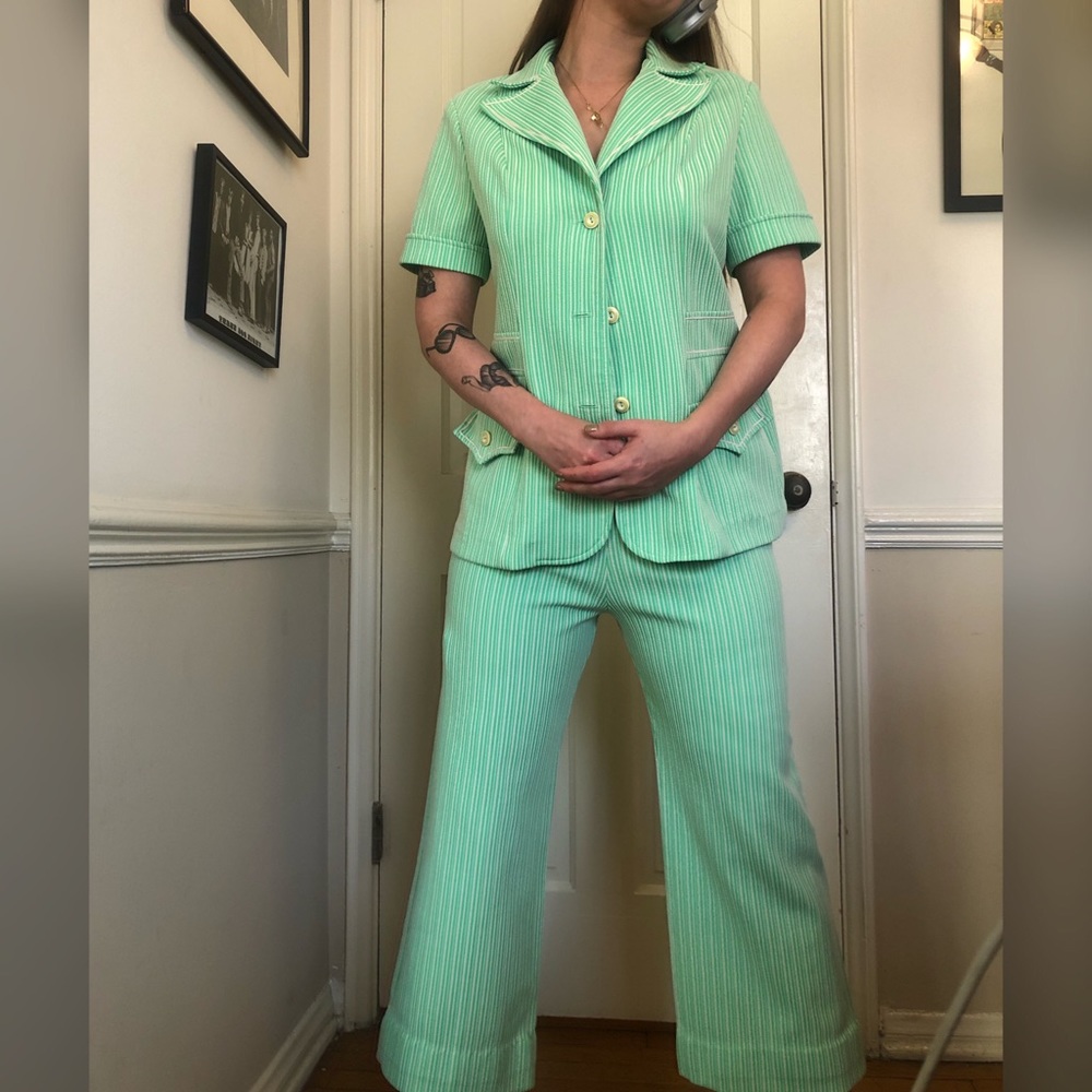 SOLD | -70s Vintage Polyester Pant Set - Picture 4 of 13
